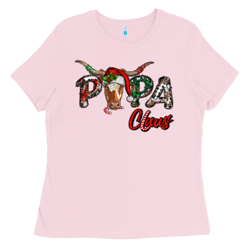 Papa Claus With Long Horn Western Christmas Ladies Tee by RanaPortraitStore | Teevron