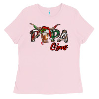 Bubblegum Pink Papa Claus With Long Horn Western Christmas Ladies Tee - RanaPortraitStore
