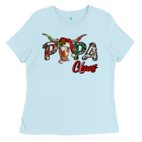 Baby Blue Papa Claus With Long Horn Western Christmas Ladies Tee - RanaPortraitStore