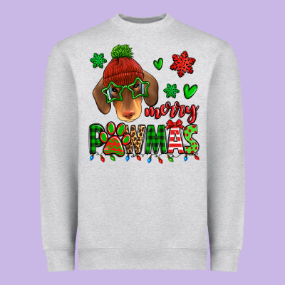 Merry Pawmas Christmas Dachshund Heavyweight Sweatshirt Designed By Jasminsmagicworld