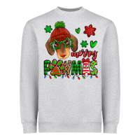 Heather Grey merry pawmas christmas dachshund Heavyweight Sweatshirt - Jasminsmagicworld