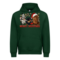 Forest Green merry christmas heifer cow gnomies Urban Hoodie - CowGirlArtShop