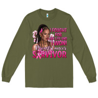 Army Green I fought for my life and i won afro woman Long Sleeve Tee - NancyCooperArtShop