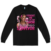 Black I fought for my life and i won afro woman Long Sleeve Tee - NancyCooperArtShop