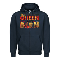 Navy on this day a queen was born Zipper Hoodie - NancyCooperArtShop