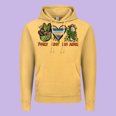 Peace Love San Judas Vintage Hoodie Designed By Jahusdesignshop