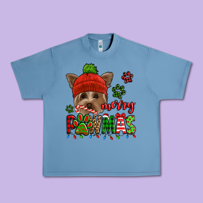 Merry Pawmas Christmas Yorkie Urban Heavy Tee Designed By Jasminsmagicworld