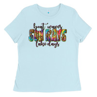 Baby Blue boat waves sun rays lake days Ladies Tee - texasbilliewilder