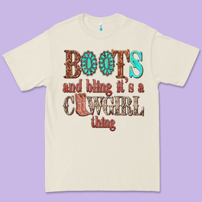 Boots And Bling Its A Cowgirl Thing Premium Tee Designed By Texasbilliewilder