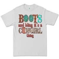 Dove Grey boots and bling its a cowgirl thing Premium Tee - texasbilliewilder