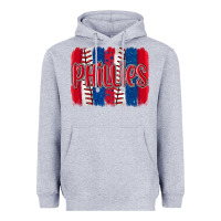 Heather Grey phillies baseball team spirit brushstrokes Heavyweight Hoodie - Artiststas