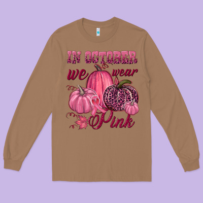 In October We Wear Pink Long Sleeve Tee Designed By Nancycooperartshop