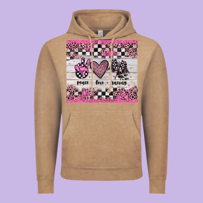 Peace Love Racing Vintage Hoodie Designed By Jahusdesignshop