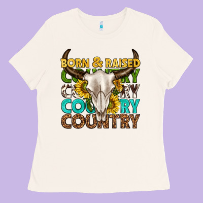 Ladies Tee born and raised country western