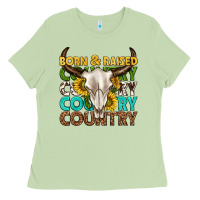 Matcha born and raised country western Ladies Tee - texasbilliewilder