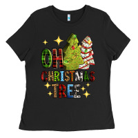 Black Oh Christmas tree Christmas cake Ladies Tee - RanaPortraitStore