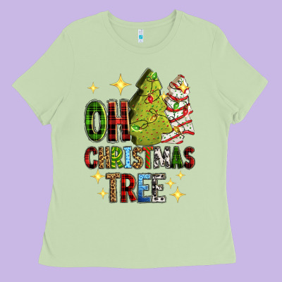 Ladies Tee Oh Christmas tree Christmas cake
