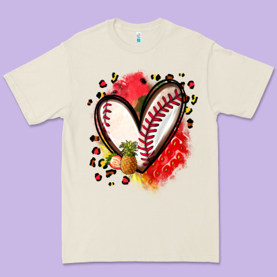 Fruits And Baseball Heart Premium Tee Designed By Zillion Design Studio