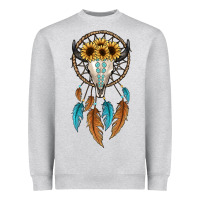 Heather Grey dreamer catcher bull skull Heavyweight Sweatshirt - JahusDesignShop