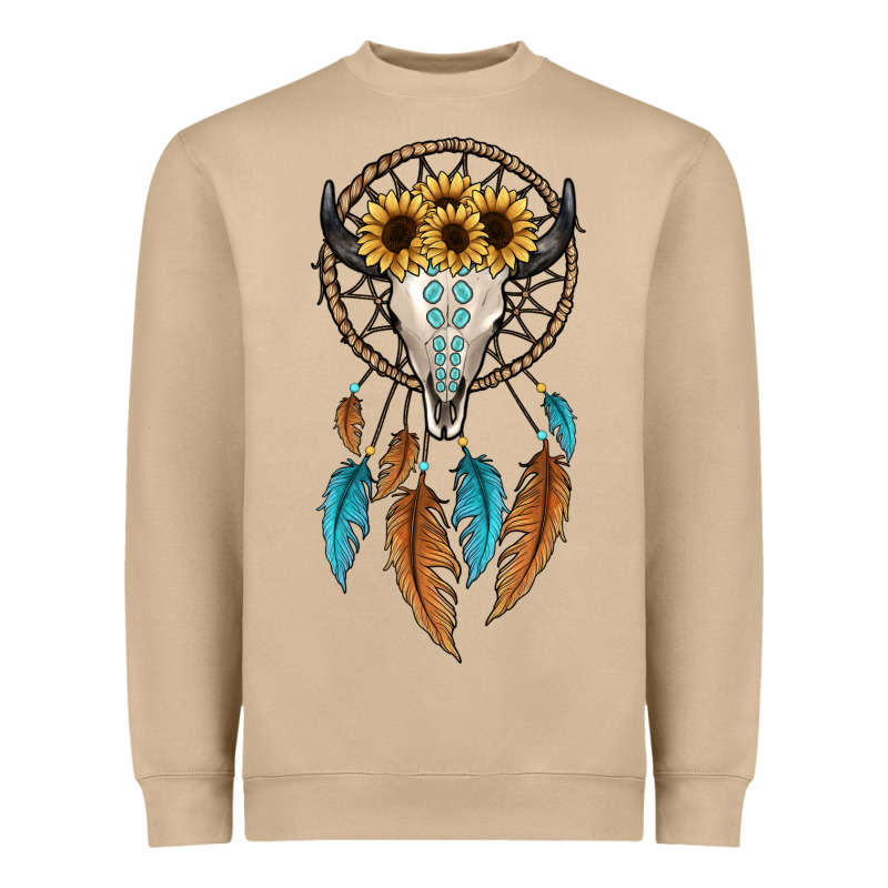 Dreamer Catcher Bull Skull Heavyweight Sweatshirt by JahusDesignShop | Teevron