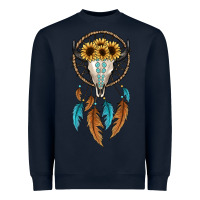 Navy dreamer catcher bull skull Heavyweight Sweatshirt - JahusDesignShop