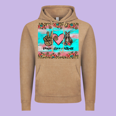 Peace Love Pitbull Vintage Hoodie Designed By Jahusdesignshop
