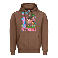 Chestnut my 1 st birthday with little cute cow Zipper Hoodie - NancyCooperArtShop
