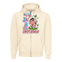 Sandshell my 1 st birthday with little cute cow Zipper Hoodie - NancyCooperArtShop
