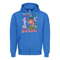 True Royal my 1 st birthday with little cute cow Zipper Hoodie - NancyCooperArtShop
