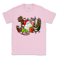 Bubblegum Pink joy with volleyball and santa's hat Classic Tee - AdoDesignShop