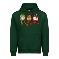 Forest Green christmas reindeer polar bear snowman Urban Hoodie - CowGirlArtShop