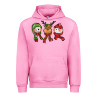 Fuchsia Pink christmas reindeer polar bear snowman Urban Hoodie - CowGirlArtShop