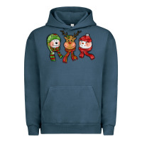 Pigment Midnight Navy christmas reindeer polar bear snowman Urban Hoodie - CowGirlArtShop