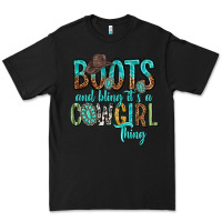 Black boots and bling its a cowgirl thing Premium Tee - texasbilliewilder