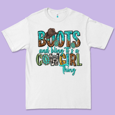 Boots And Bling Its A Cowgirl Thing Premium Tee Designed By Texasbilliewilder