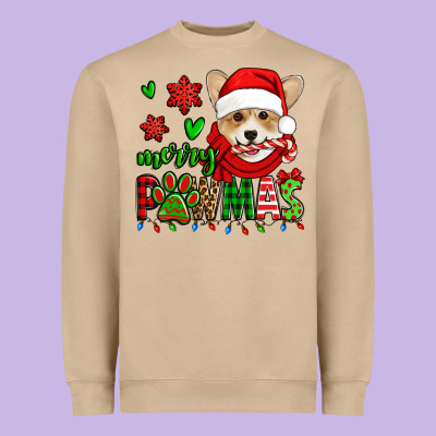 Merry Pawmas Christmas Corgi Heavyweight Sweatshirt Designed By Jasminsmagicworld