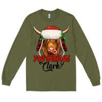 Army Green you serious clark highland cow Long Sleeve Tee - Jasminsmagicworld
