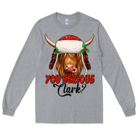 Heather Grey you serious clark highland cow Long Sleeve Tee - Jasminsmagicworld