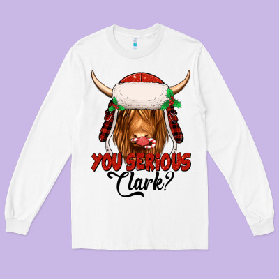 You Serious Clark Highland Cow Long Sleeve Tee Designed By Jasminsmagicworld
