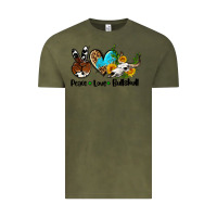 Vintage Olive peace love  bullskull Vintage Tee - AdoDesignShop