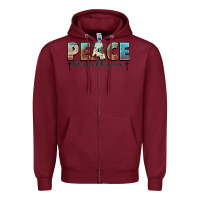 Burgundy peace be with you cross Zipper Hoodie - NancyCooperArtShop