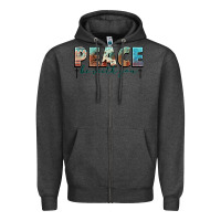 Charcoal Heather peace be with you cross Zipper Hoodie - NancyCooperArtShop