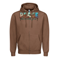 Chestnut peace be with you cross Zipper Hoodie - NancyCooperArtShop