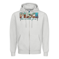 Dove Grey peace be with you cross Zipper Hoodie - NancyCooperArtShop