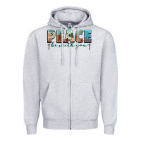 Heather Grey peace be with you cross Zipper Hoodie - NancyCooperArtShop