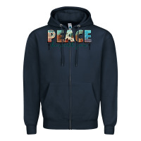 Navy peace be with you cross Zipper Hoodie - NancyCooperArtShop