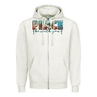 Oatmeal Heather peace be with you cross Zipper Hoodie - NancyCooperArtShop