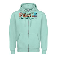 Seafoam peace be with you cross Zipper Hoodie - NancyCooperArtShop