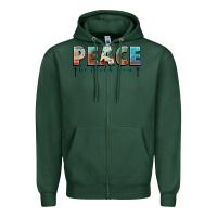 Sports Green peace be with you cross Zipper Hoodie - NancyCooperArtShop