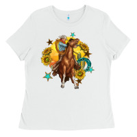 Bucking Horse With Cowboy And Sunflower Ladies Tee | Teevron